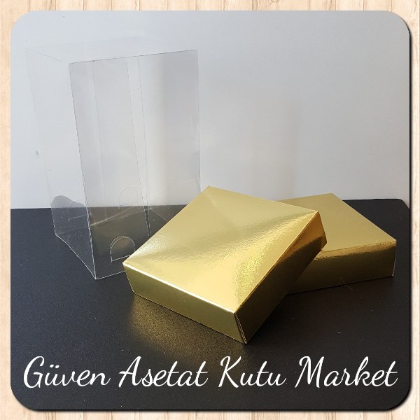 10x10x16 Çift Taraflı Gold Metalize Karton Kutu