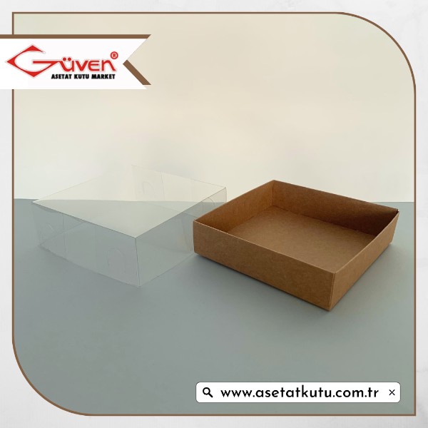 12x12x4 Altı Kraft Karton Üstü Asetat Kutu