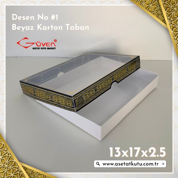 13x17x2.5 Altı Beyaz Karton, Üstü Kabe Temalı Asetat Kutu [Desen #1]