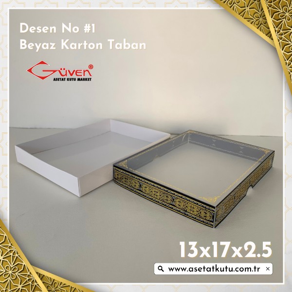 13x17x2.5 Altı Beyaz Karton, Üstü Kabe Temalı Asetat Kutu [Desen #1]