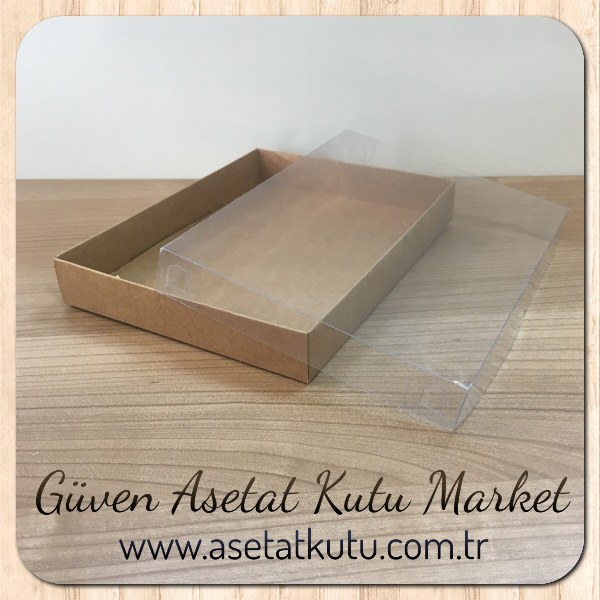 13x17x2.5 Ölçülü Altı Kraft Karton Üstü Asetat Kutu