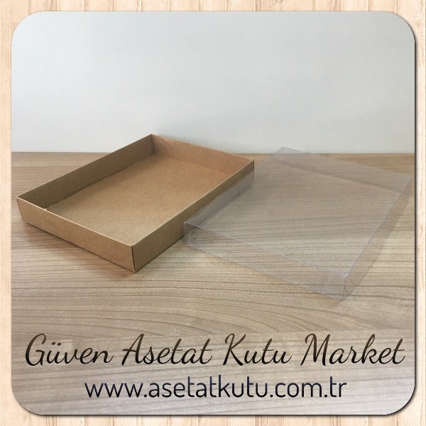 13x17x2.5 Ölçülü Altı Kraft Karton Üstü Asetat Kutu
