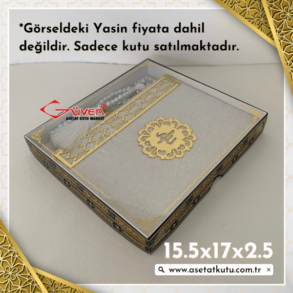 15.5x17x2.5 Altı Beyaz Karton, Üstü Kabe Temalı Asetat Kutu [Desen #2]