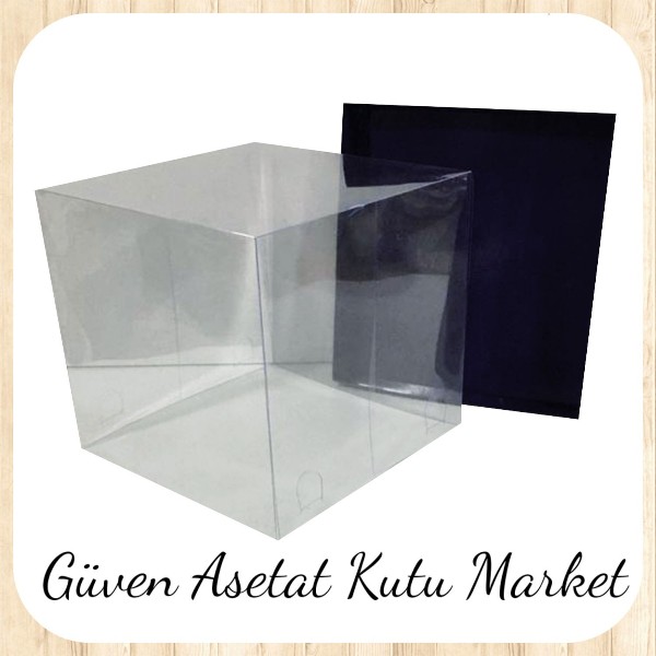 15x15x20 Altı Lacivert Karton Üstü Asetat Kutu