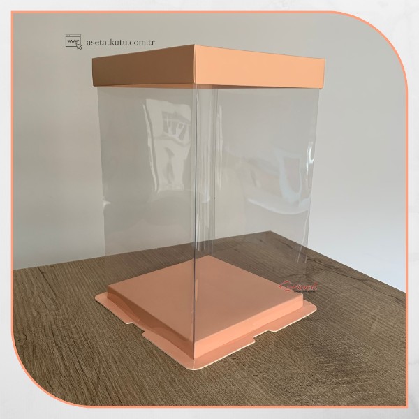17x17x28 Pembe Karton ve Asetat Kutu (HM29)