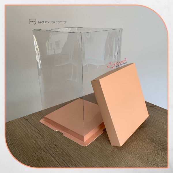 17x17x28 Pembe Karton ve Asetat Kutu (HM29)