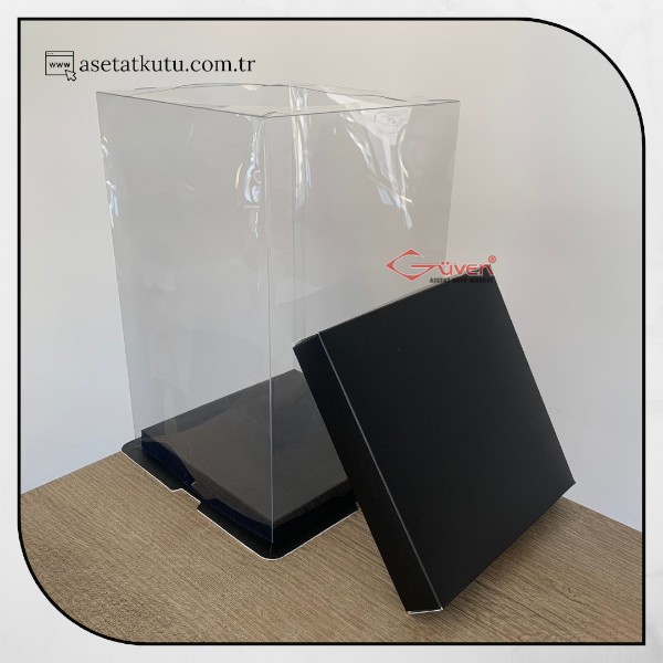 17x17x28 Siyah Karton ve Asetat Kutu (HM29)