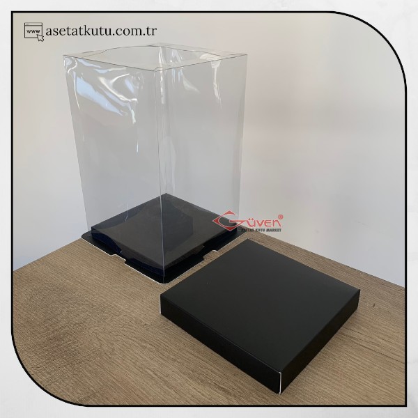 17x17x28 Siyah Karton ve Asetat Kutu (HM29)