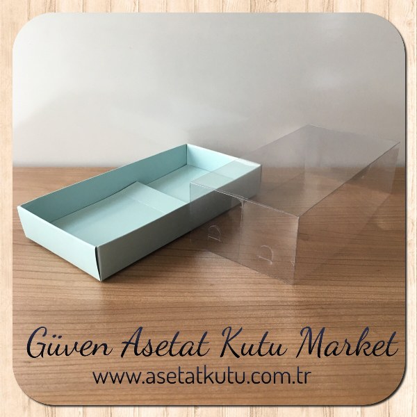 20x10x5.5 Altı Mavi Karton Üstü Asetat Kutu