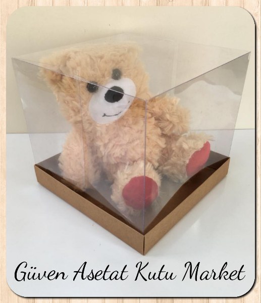 20x20x17.5 Altı Kraft Karton Üstü Asetat Kutu