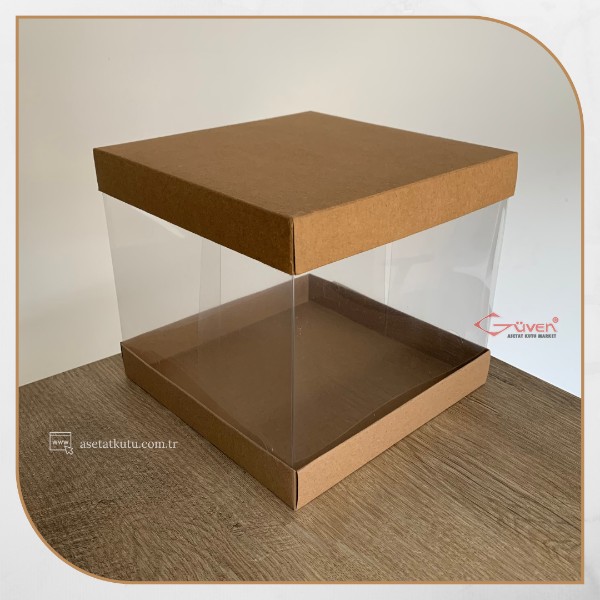 20x20x17.5 Asetat, Çift Taraflı Kraft Karton Kutu