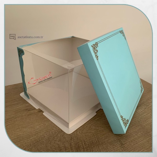 21.5x21.5x16 Mavi Yarı Karton Yarı Asetat Kutu (HM8)