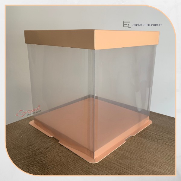 21.5x21.5x24 Pembe Karton ve Asetat Kutu (HM31)