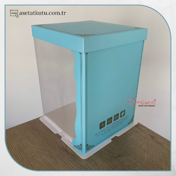 21.5x21.5x30 Mavi Yarı Karton Yarı Asetat Kutu (HM12)