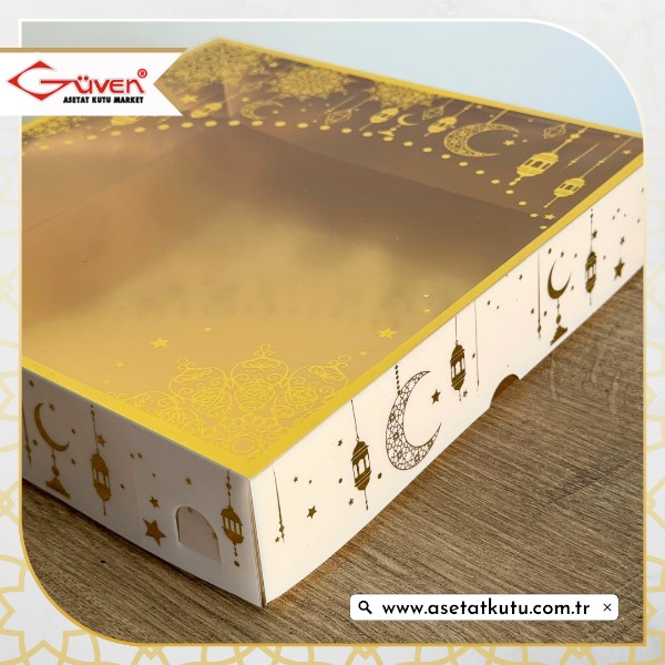 25x25x5 Beyaz Yaldız Baskılı, Gold Tabanlı Kutu