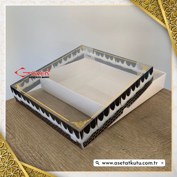 25x25x5 Kabe Örtüsü Desenli, Beyaz Karton Tabanlı Kutu