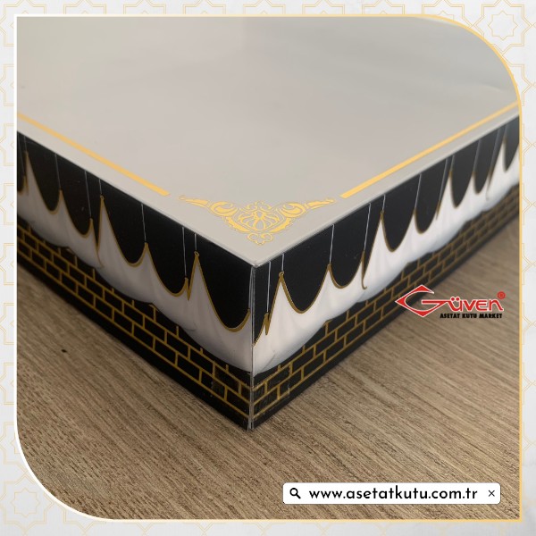 25x25x5 Kabe Örtüsü Desenli, Beyaz Karton Tabanlı Kutu