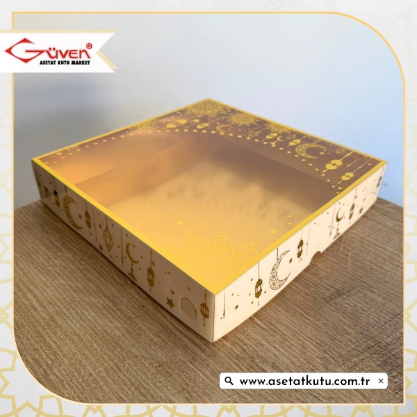 25x25x5 Krem Yaldız Baskılı, Gold Tabanlı Kutu