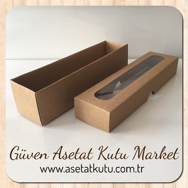 5x20x5 Kraft Pencereli Karton Kutu (İki Parça)