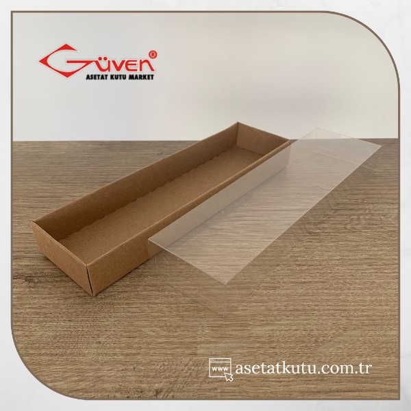 6.5x20.5x2.5 Altı Kraft Karton Üstü Asetat Kutu
