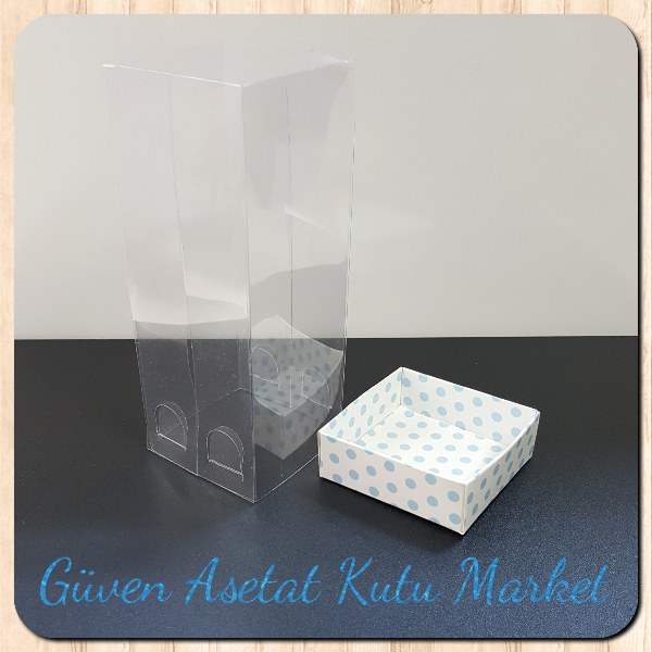 6x6x15.5 Mavi Puantiyeli Karton Kutu