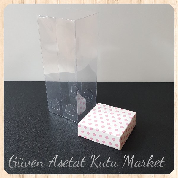 6x6x15.5 Pembe Puantiyeli Karton Kutu