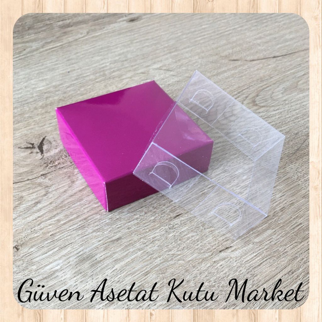 6x6x3.5 Altı Mor Karton Üstü Asetat Kutu
