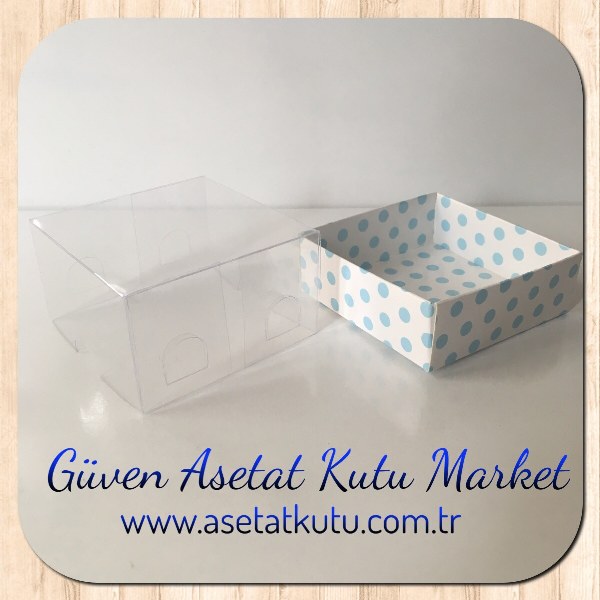 6x6x3.5 Mavi Puantiyeli Kutu
