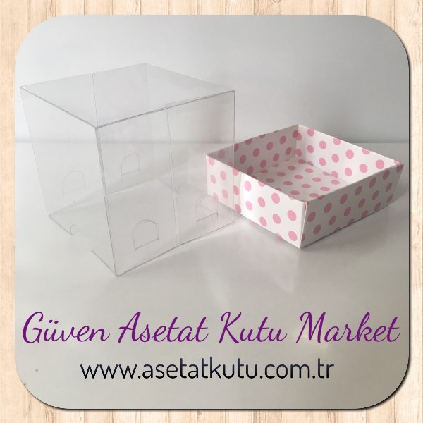 6x6x6 Pembe Puantiyeli Kutu
