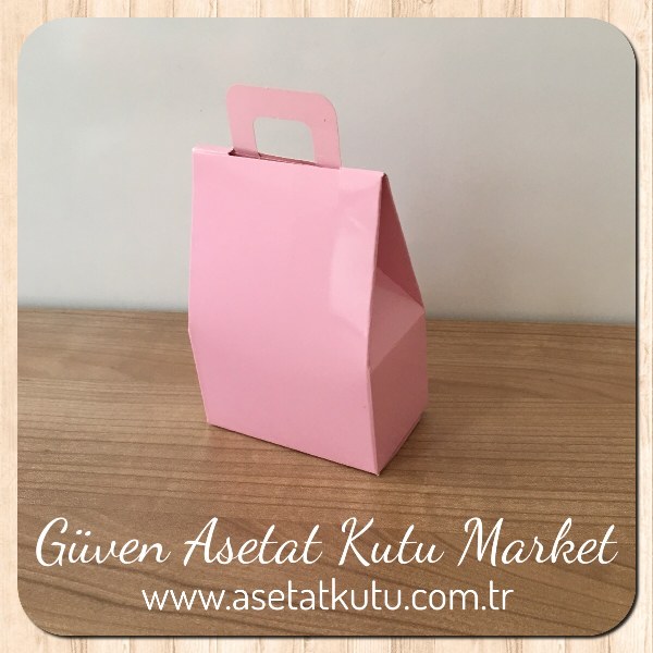 7.5x10.5x4.5 Ölçülü Pencereli Pembe Çerez Kutu