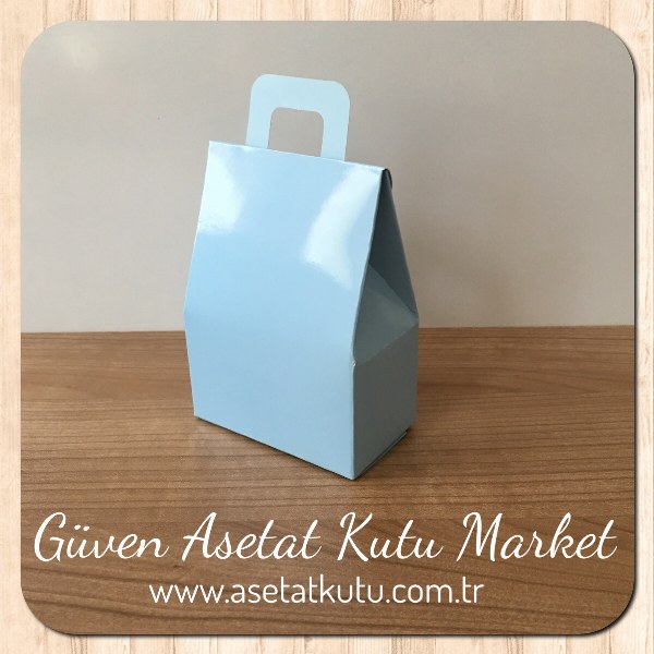 7.5x10.5x4.5 Ölçülü Pencereli Mavi Çerez Kutu