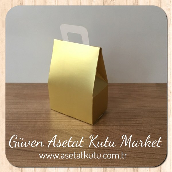 7.5x10.5x4.5 Pencereli Gold Metalize Çerez Kutusu