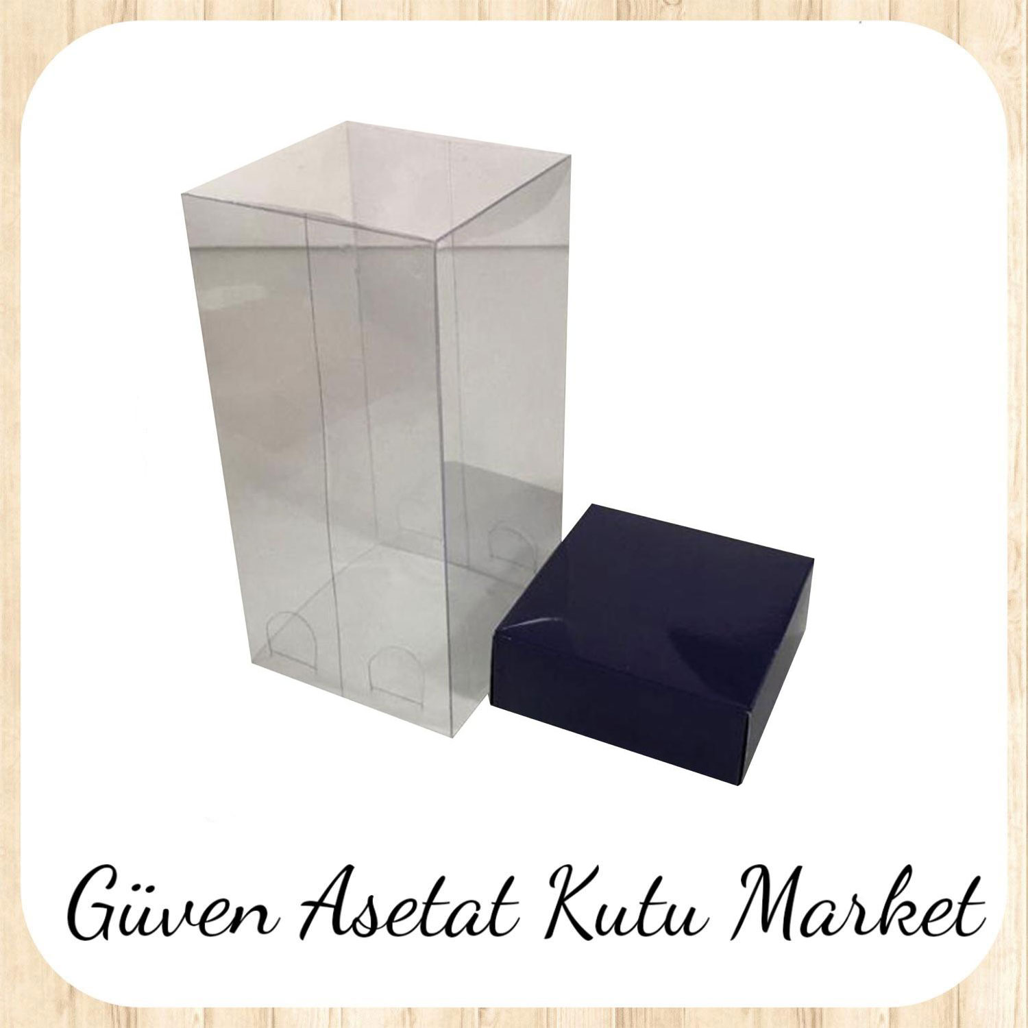 8x8x16 Asetat, Tek Taraflı Lacivert  Karton Kutu