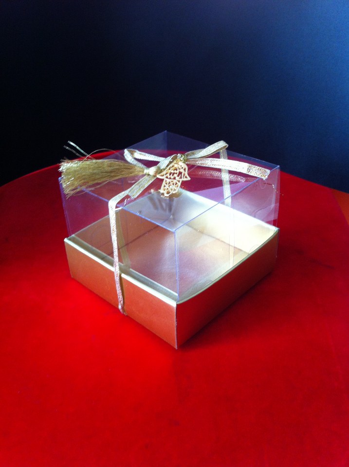 8x8x8 Altı Gold Metalize Karton Üstü Asetat Kutu