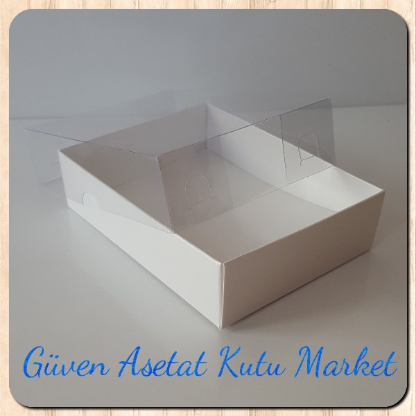 9x12x3 Altı Beyaz Üstü Asetat Kutu