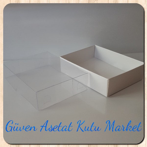 9x12x3 Altı Beyaz Üstü Asetat Kutu
