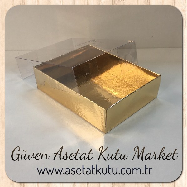 9x12x3 Altı Gold Üstü Asetat Kutu