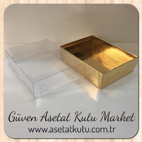 9x12x3 Altı Gold Üstü Asetat Kutu