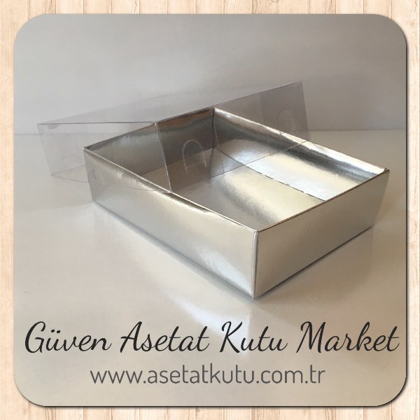 9x12x3 Altı Gümüş Üstü Asetat Kutu