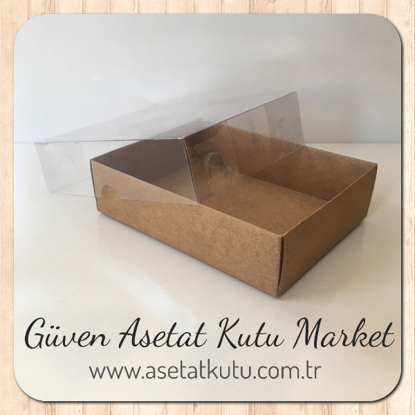 9x12x3 Altı Kraft Üstü Asetat Kutu