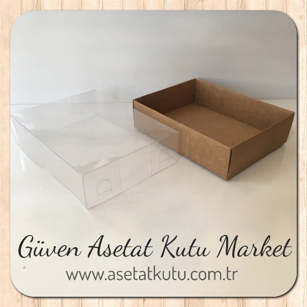 9x12x3 Altı Kraft Üstü Asetat Kutu