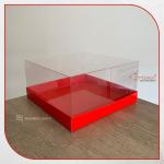 20x20x10 Altı Kırmızı Karton Üstü Asetat Kutu 20x20x10 Altı Kırmızı Karton Üstü Asetat Kutu