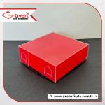 6x6x2.5 Altı Kırmızı Karton Üstü Asetat Kutu [Dıştan Kapanan]