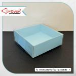 6x6x2.5 Altı Mavi Karton Üstü Asetat Kutu [Dıştan Kapanan]